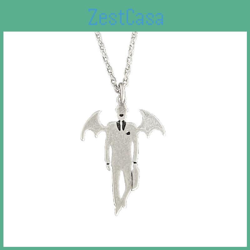 Halloween Vampire Mythology Pendant Necklace With Wing Motif For Costume Accessory