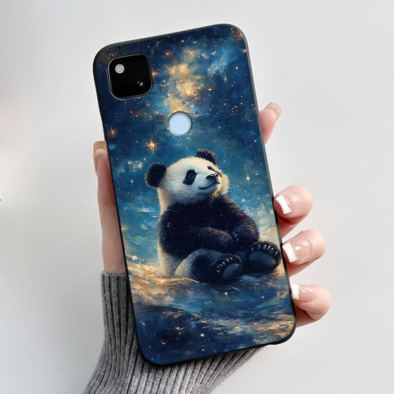 Coque Pour Google Pixel 4A 4 A 4G Noir Coque de Téléphone Esthétique Mignon Chat Dessin Animé Mince Souple TPU Silicone Arrière Pour Pixel4A Coquille