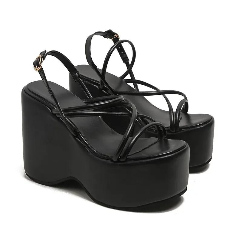 

Platform Brand Design Woman s Sexy Sandals Shoes Punk Wedges High Heels Comfy Leisure Woman Shoes Designer Sandalias 2026 35 чёрный