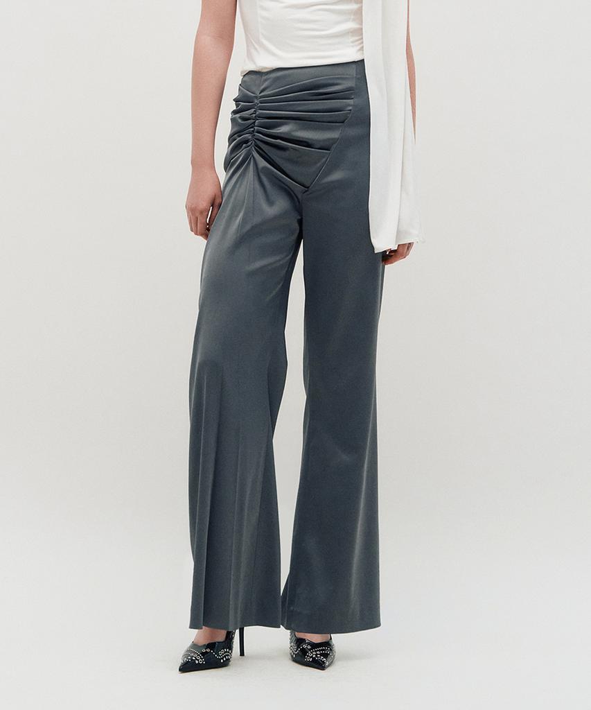 Kimjisu Satin Draped Trousers _ Gray