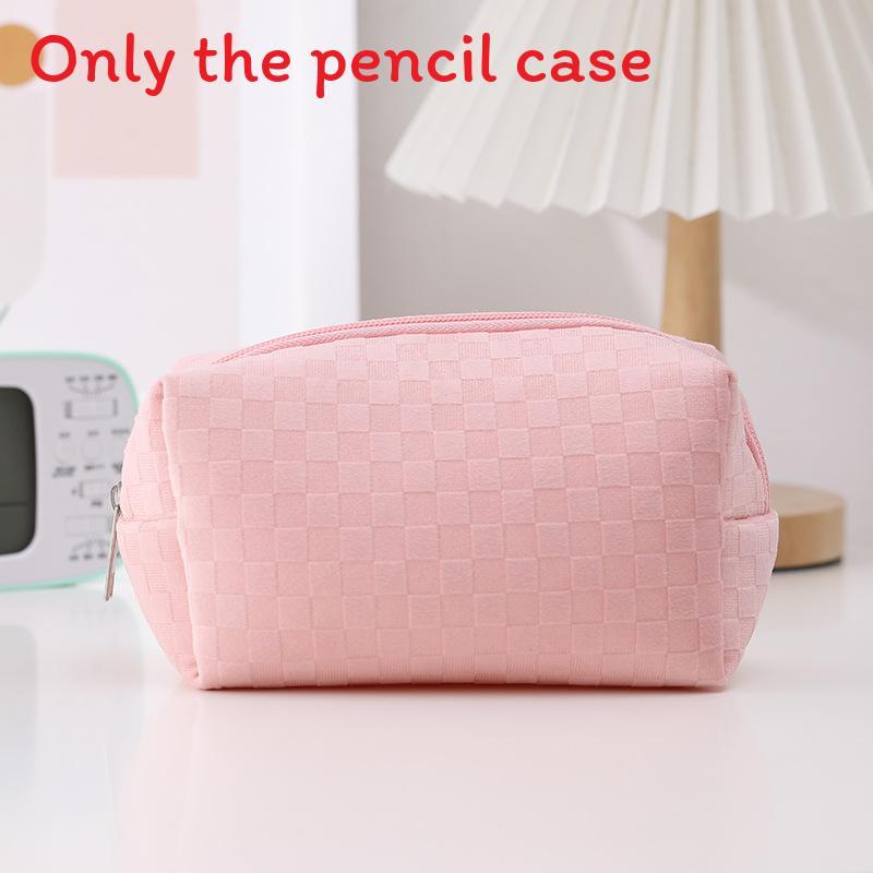 Korean Style Large Capacity Pencil Case With Velvet Material For Students And Office Use