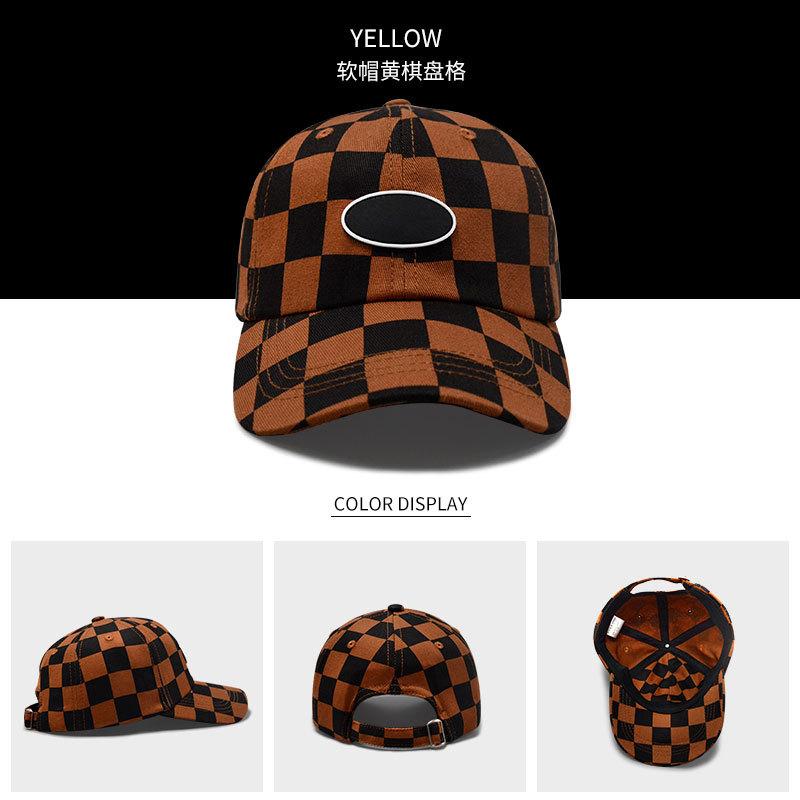 Fashion Checkerboard Baseball Caps 6 Panel Checkered Golf Hats Beige Green Plaid Checkered Sport Caps for