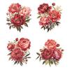 PVC Flower Wall Stickers Removable Red Peony Rose Peel and Stick  Bedroom