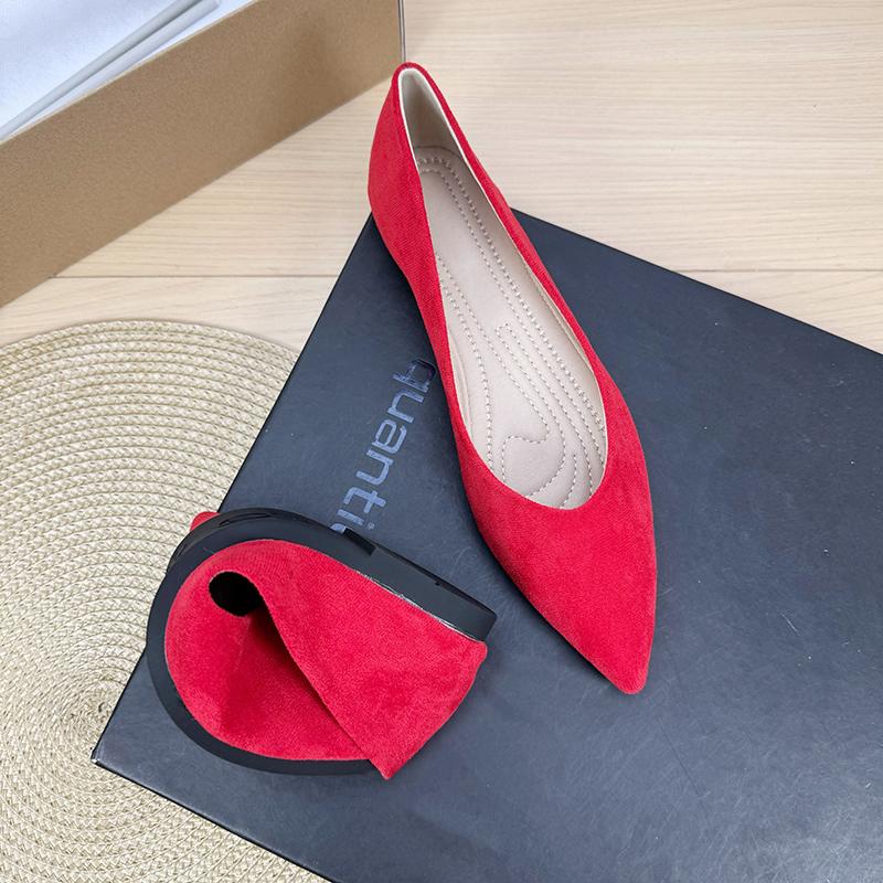 Fashion Flat Shoes for Women 2025 Spring and Autumn New Style Suede Pointed Shallow Mouth Soft Sole Large Size Women's Shoes