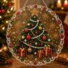 Transparent Acrylic Craft Decor Christmas DIY Faux Diamond Painting Hanging, Santa Wreath Pendant, Pearl Red Green Gifts Beads Kit for Wall