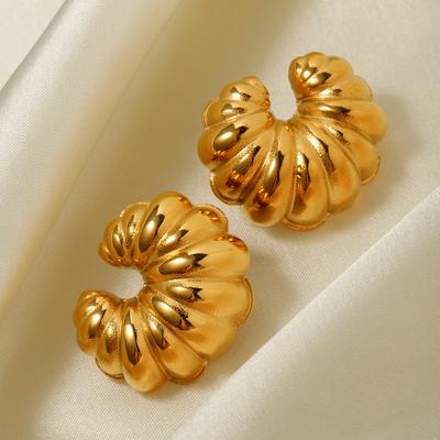 JD Designer 18k Gold Stainless Steel Croissant Bag Earrings Stainless Steel Jewelry Gift