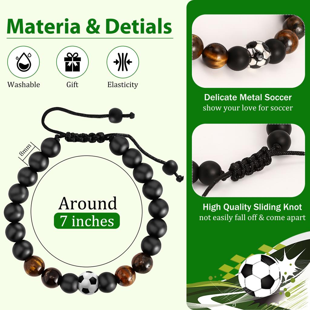 Football Beaded Bracelet Gift to my son Black Frosted Coach Football Bracelet Tiger's Eye Baseball Bracelet