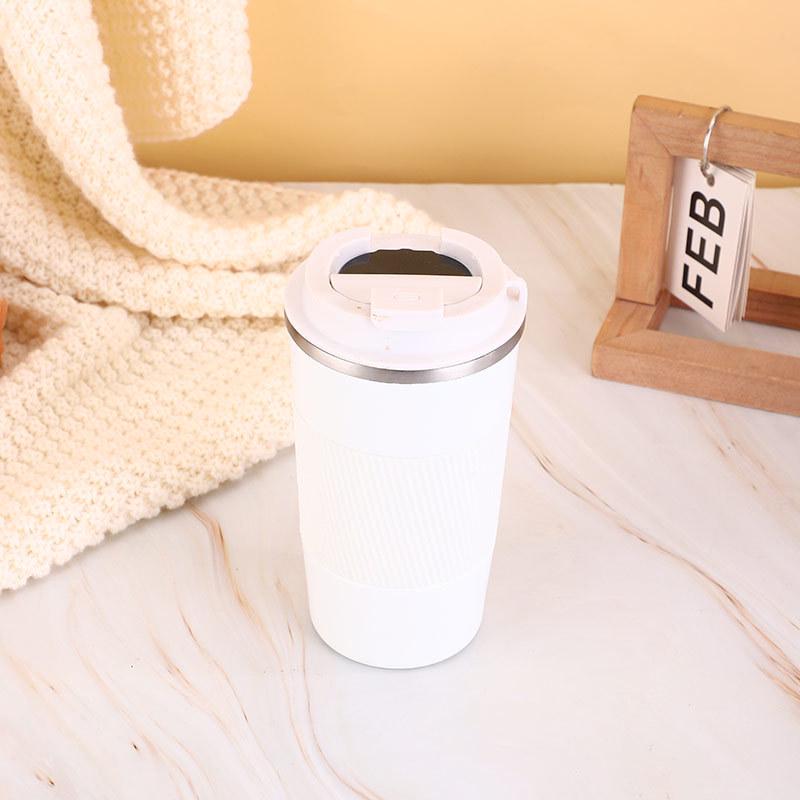 304 Stainless Steel Smart Coffee Mug with Silicone Sleeve - Insulated Travel Cup for Outdoor and Car Use
