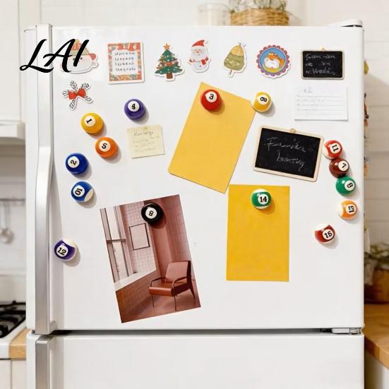 Memo Note Photo Holder 15Pcs/Set Mini Billiard Ball Fridge Magnet 3D Pool Whiteboard Decorative Magnet Holder for Locker Refrigerator Door Magnetic