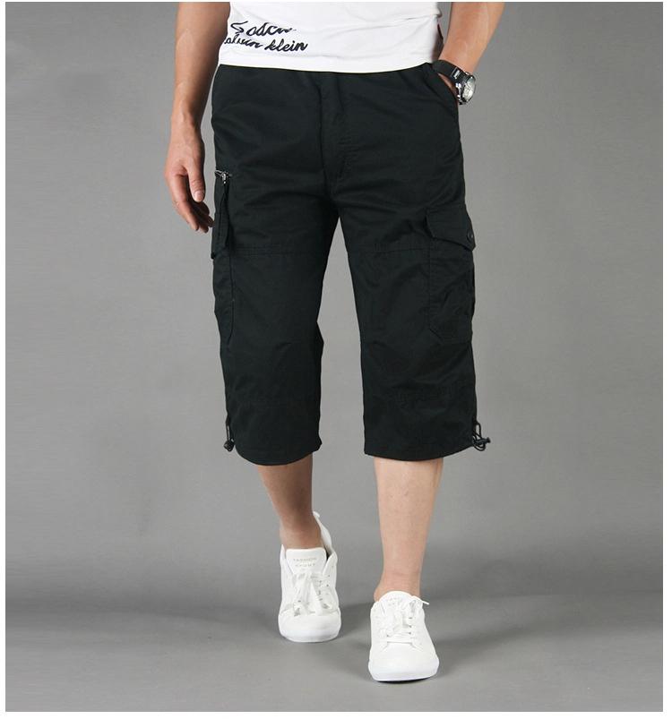 Men's Summer Cropped Trousers Overalls Loose Thin Multi Pocket Outdoor Sports Casual Shorts