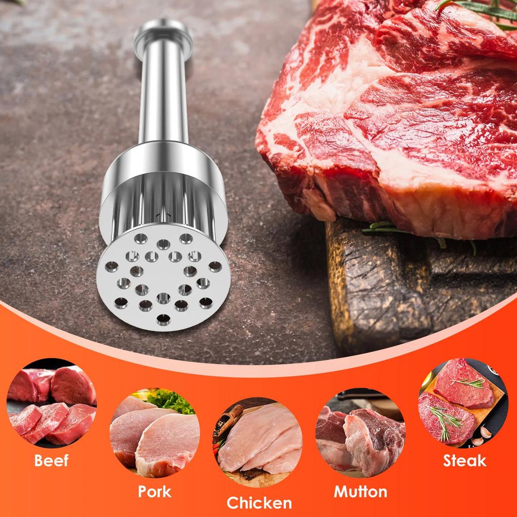 Stainless Steel Meat Tenderizer with 21 Needles Professional Kitchens Tool Firm Meat Grinder Compact Meat Piercing for Steak and