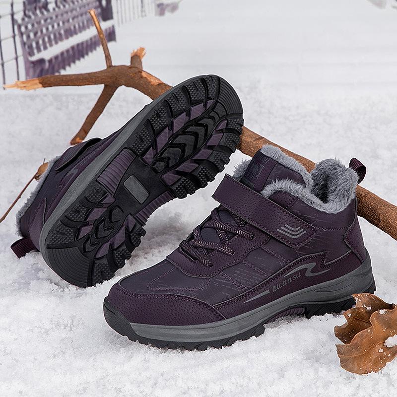 Winter Velvet Thickened Warm Non-slip Outdoor Cotton Shoes Casual High-top Walking Shoes Anti-splashing Mother Shoes