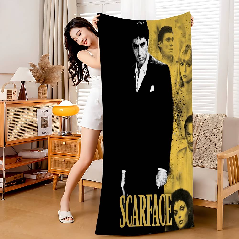 Classic Film S-Scarface Bath Towel Microfiber Soft Water Absorbing Breathable For Girl Kids Decorative Cartoon Beach Towel