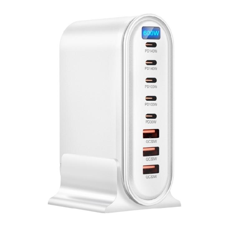 600W Desktop Charging Station with LED Display PD140W 8 Port Charging Station for Laptop Phone Tablet Device