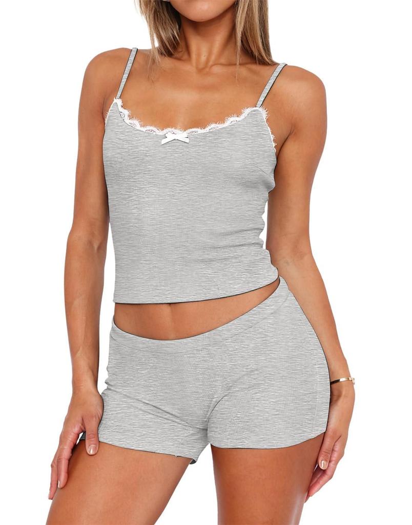 2026 Trendy European & American Women's Spaghetti Strap Sexy Two-Piece Shorts Set
