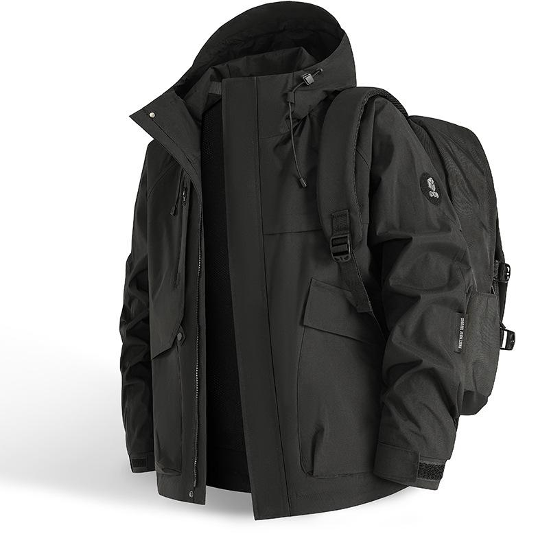 Spring and Autumn New Men's and Women's Outdoor Shock Clothes Windproof Waterproof Mountaineering Suit Hooded Pure Color Couple Jacket Jacket