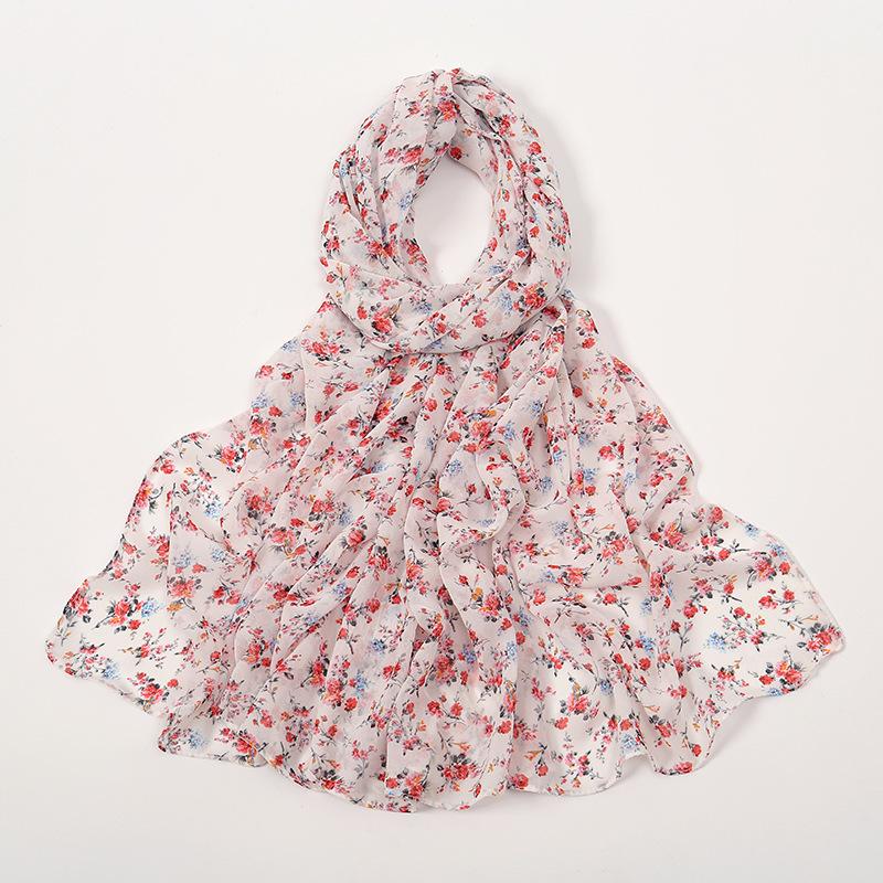 180*70cm Unique Women's Floral Scarves Lightweight Sheer Silky Feeling shawl Chiffon Flowers Printed Scarf