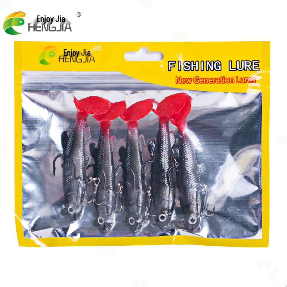 T-Schwanz 8CM Weichköder für Eis- und Felsangeln - Künstlicher Bleikopf-Köder für Bassangler