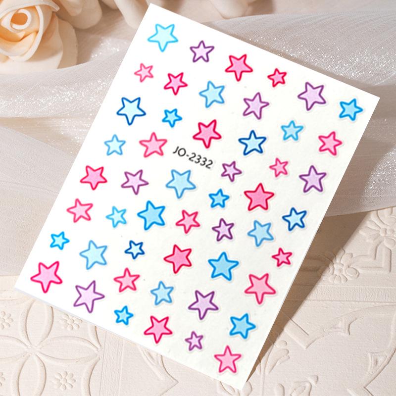 Dopamine Gradient Star & Heart Nail Art Stickers