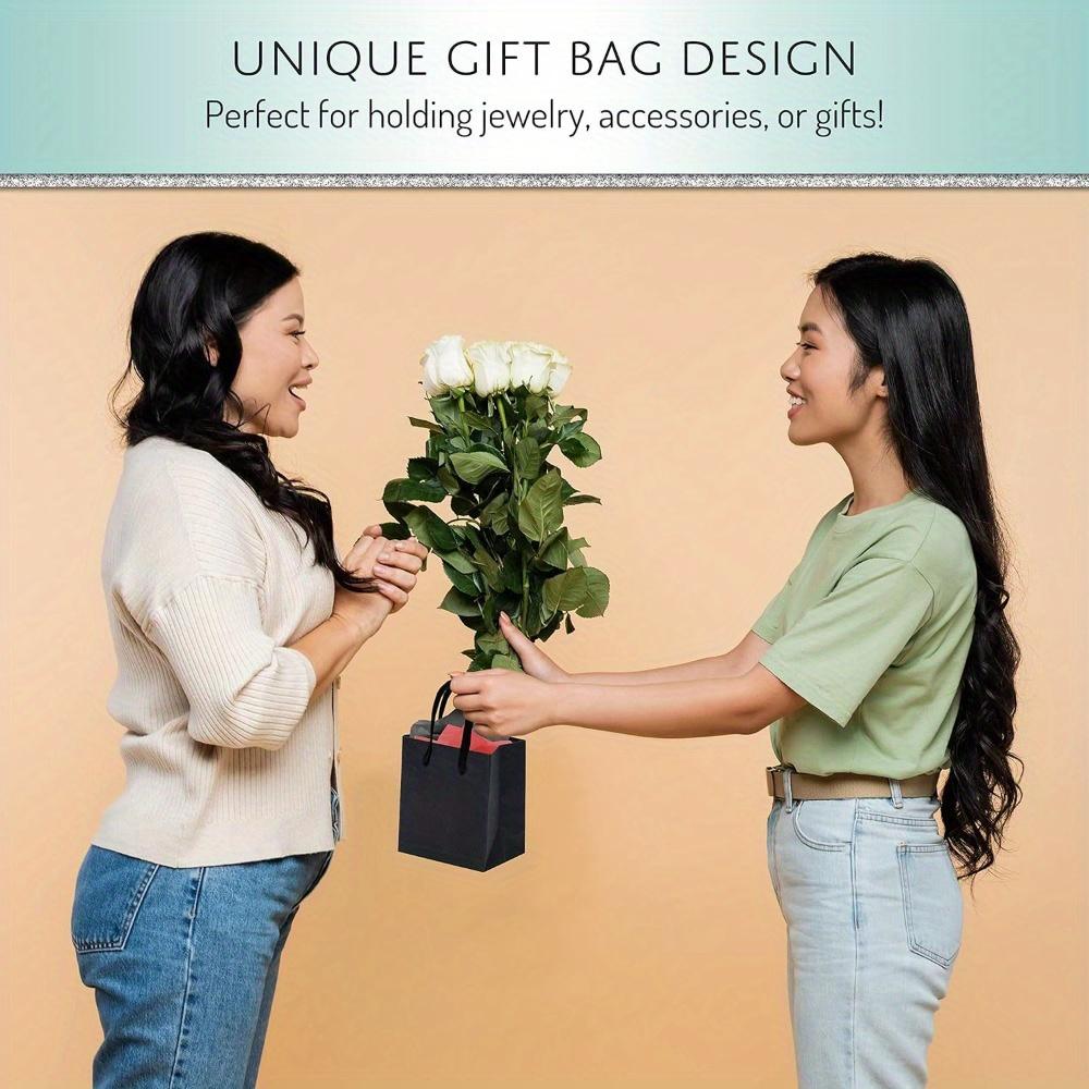 10pcs Mini Gift Bags with Handles Party Favor Bags Treat Bags Paper Gift Wrap Bags Black Tote Bags Shopping Bags