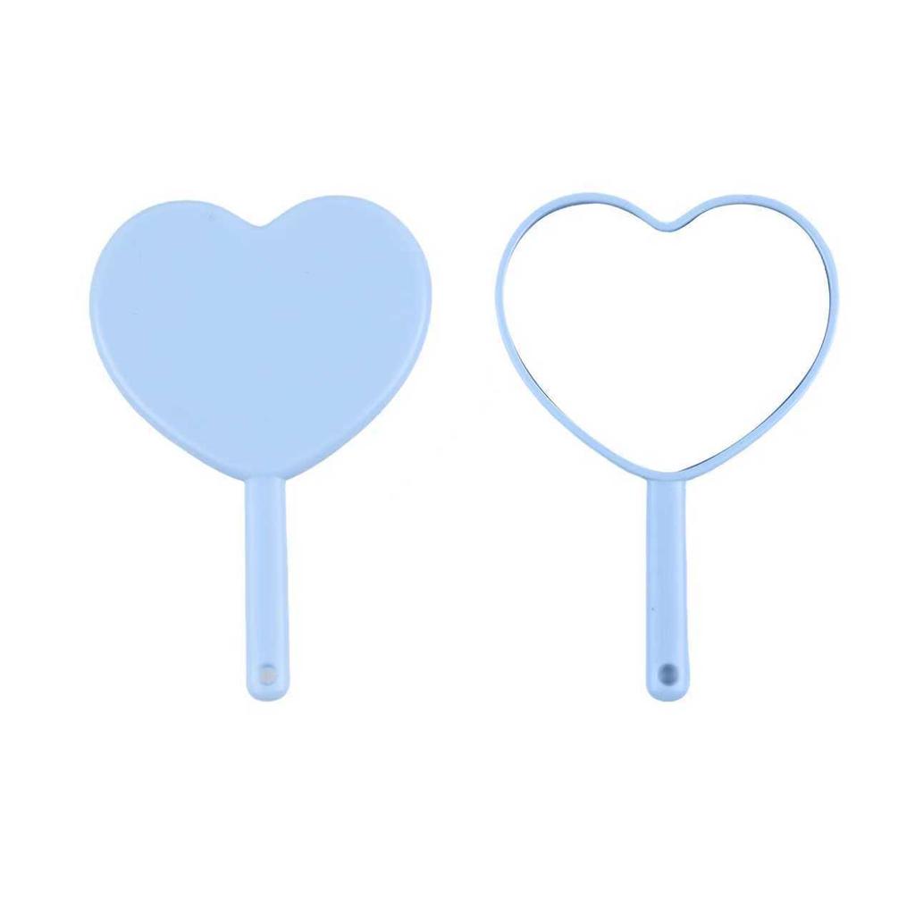Heart-Shaped Mini Handheld HD Mirror with Custom Logo Capability - Plastic Design Makeup Accessory