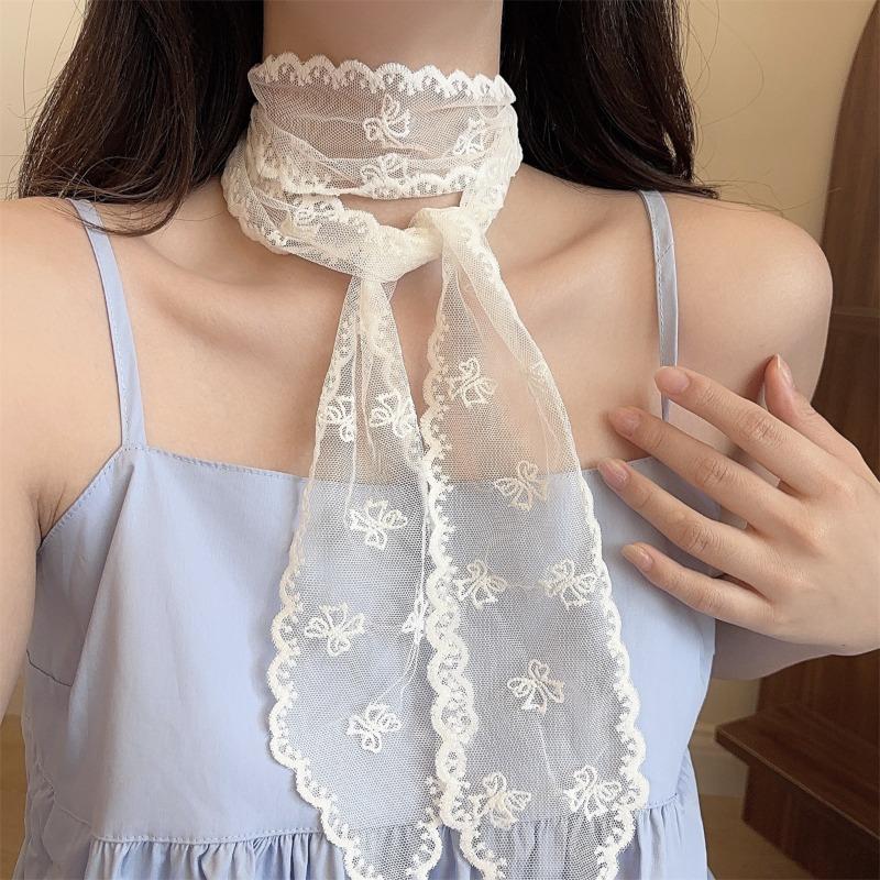 Bows, Pearl Strings, Silk Scarves, Summer Vacation Style, Atmosphere-enhancing Neckband Decoration, Hairband, Hair Ties