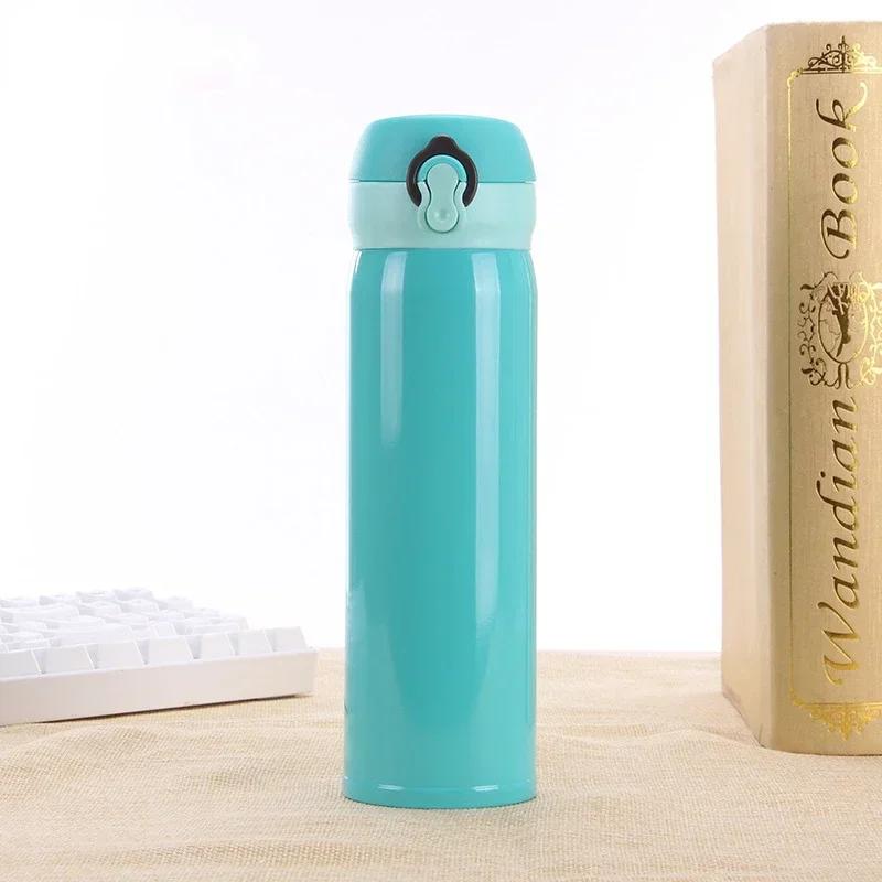 350ml Solid Color 304 Stainless Steel Double-layer Bouncing Cup Thermos Universal Thermos Flask Gift Water Cup