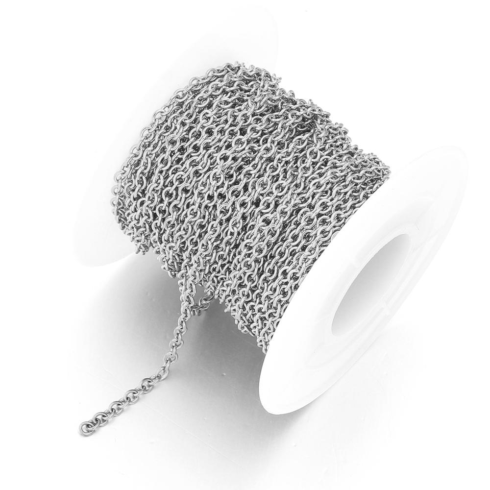 

10yards/roll No Fade Stainless Steel Cross Chains O-shape Twisted Bulk Link Chains For DIY Necklace Bracelet Jewelry Accessories 1mm