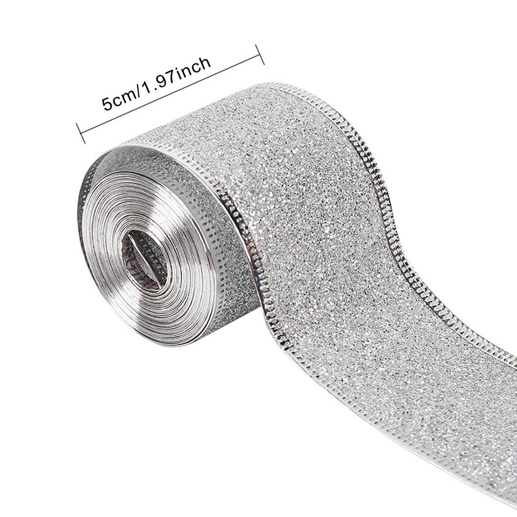 2inch x 90 Yards Christmas Wired Edge Ribbon Versatile DIY Xmas Decoration Elegant for Gift Wrapping Lightweight Accessories