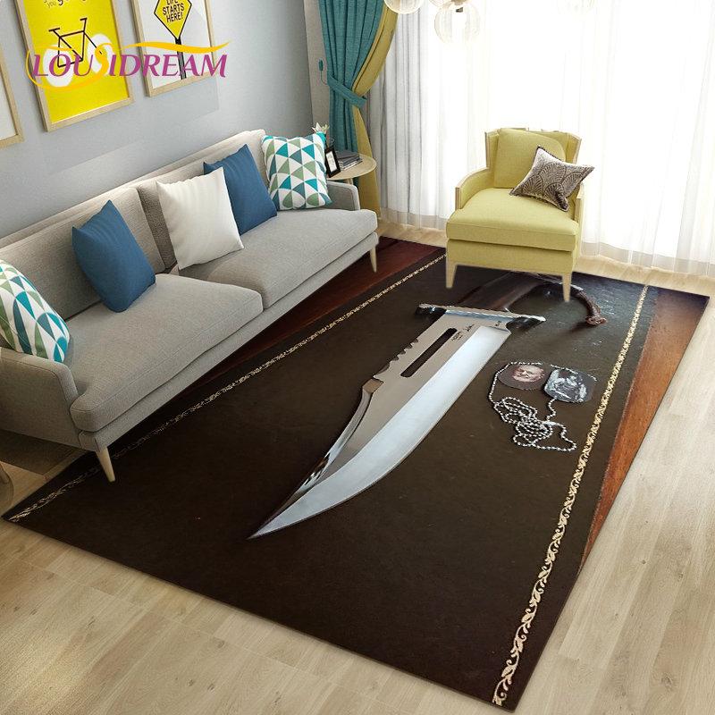 3D Sword Dagger Machete Saber Knife Area Rug,Carpet Rug for Living Room Bedroom Sofa Doormat Decor,Kid Play Non-slip Floor Mat