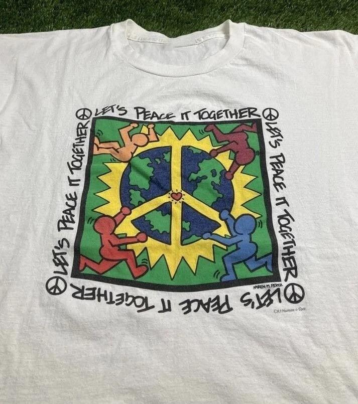 nEW Keith Haring Lets Peace It Together Shirt Unisex Tour S to 5XL FN1605 Unisex T-Shirt S