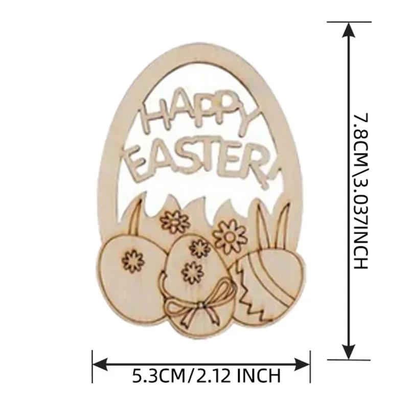 10-40PCS Easter Wooden Eggs with Hemp Rope Holiday Party Decorations DIY Craft Kits for Kids Home Wall Hanging Wooden Ornaments