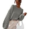 Spring Red Knitted Cotton Pullover Sweater - Women's Round Neck Solid Color Fashion