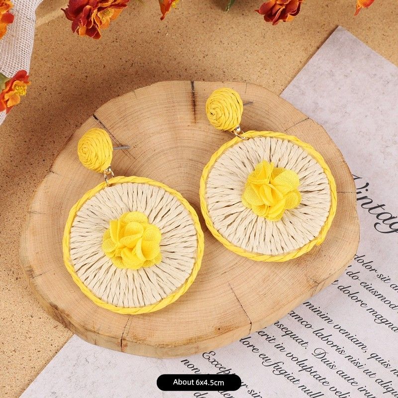 Rattan Fashion Seaside Vintage Ear Jewelry Female Flowers