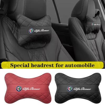 Car Seat Headrest Auto Logo Neck Pillow For STELVIO Giulia 159 Giulietta 147 Mito 156 MTO Sportiva Car Accessories