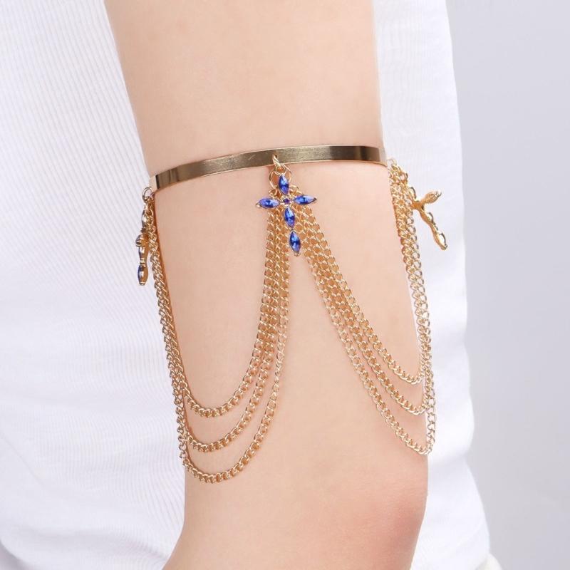 Women's Stacked Fringe Arm Chain Jewelry Customizable Fit Alloys Arm Bracelet for Casual and Formal Occasion