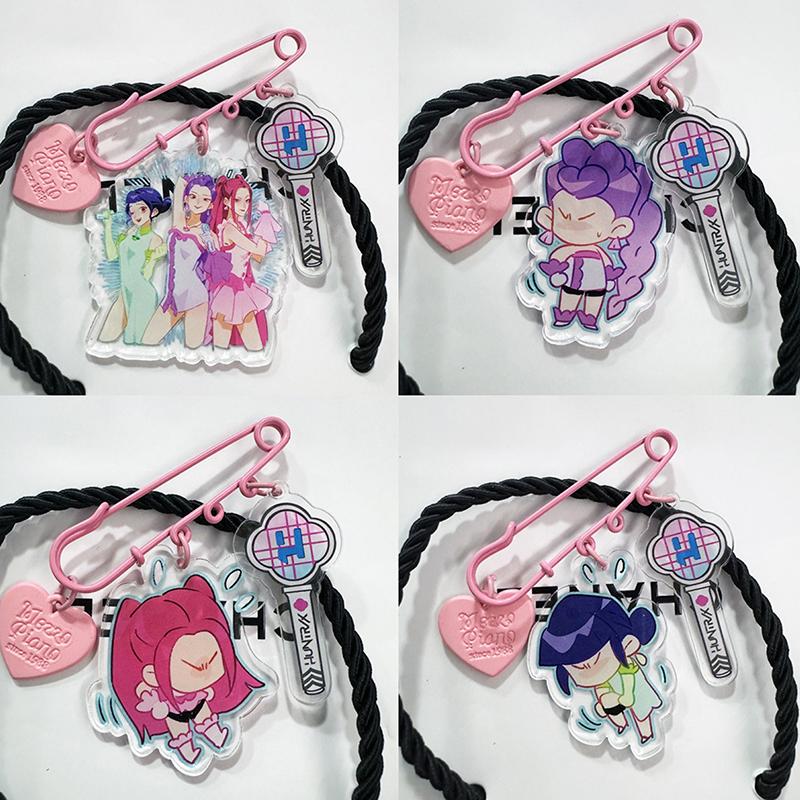 Kpop Demon Hunters Brooch Acrylic Printing Pendant Cartoon Cute Anime Peripheral Pins Bag Hat Clothes Accessories Fans Gift