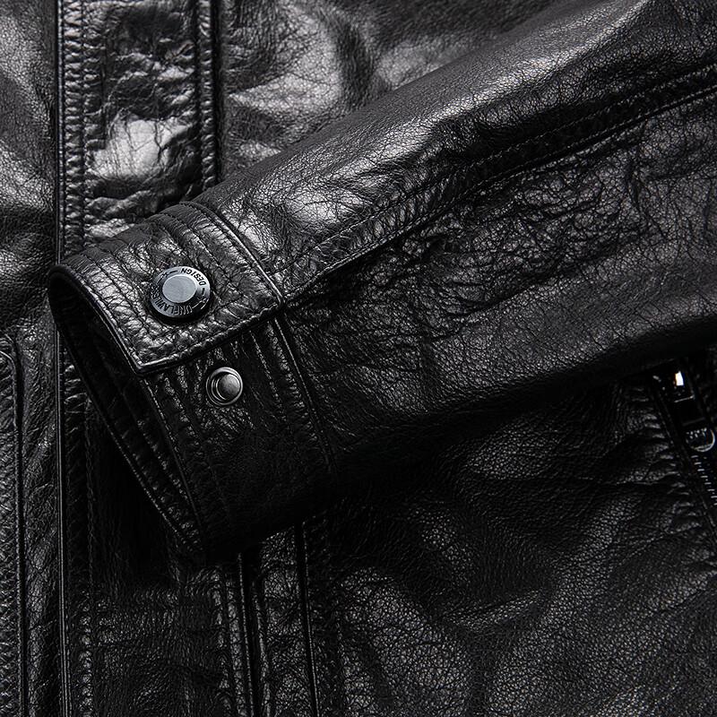 FAPAI Men's Genuine Leather Stand-Collar Jacket