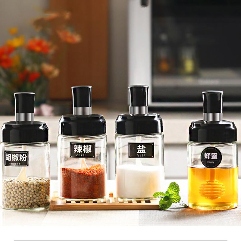 1/2/4Pcs Glass Condiment Bottle Spice Seasoning Bottle Kitchen Storage Dispensers