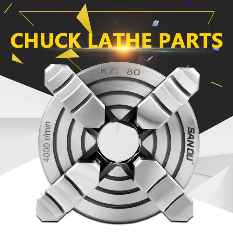 4 Jaw Lathe Chuck 80mm,Self-Centering Lathe Chuck,4000r//min Independent /& Reversible Jaw Metal Lathe Chuck K72-80 Turning Machine Replacement Parts