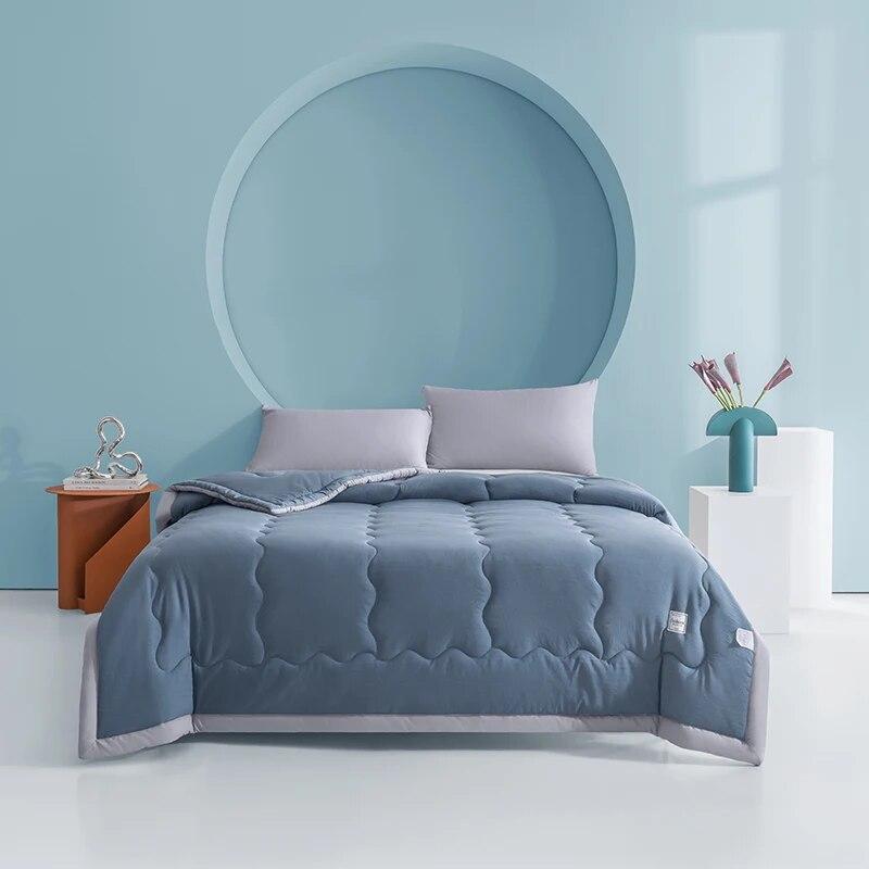 

Летнее прохладное одеяло. Чистая вода стирает хлопок. Кондиционер, если возможно. Машинная стирка одеяла. Основная спальня. Одиночная спальня. 110x150cm темно-синий