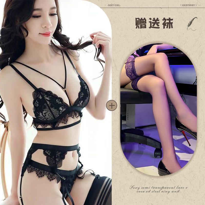 European and American new sex underwear temptation bundled lace suit sexy lace three-point garter belt