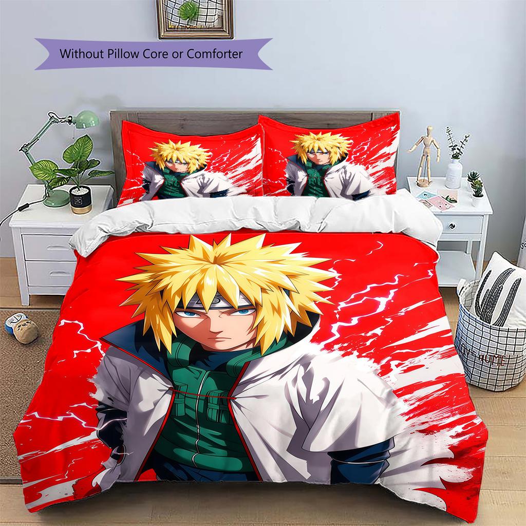 Minato Fourth Hokage Pattern Bedding Quilt Set Home Decoration Gift (1 * duvet cover + 2 * pillowcase without core)