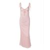 Summer Pink V Neck Slip Dress With Ties For Casual And Party Wear