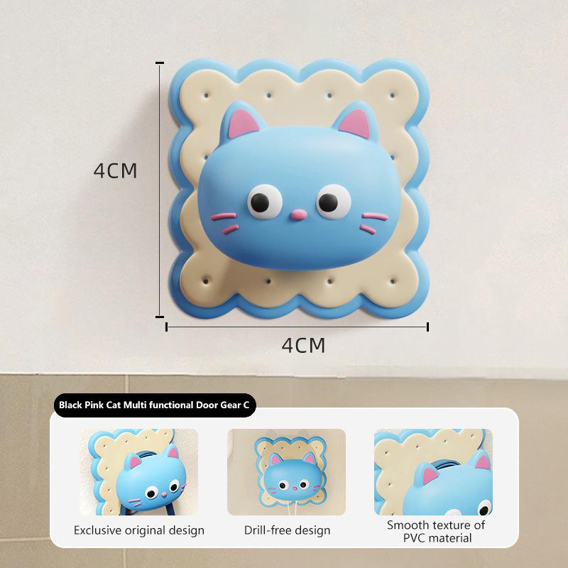 

Cute Cat Silicone Door Stopper Door Handle Anti-collision Block Doll Silent Pad Reusable Door Shock Absorber Wall Decorative