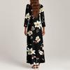 Women's Fashion V-Neck Floating Beach Dresses Seven Sleeve Floral Printed Dresses