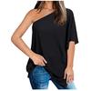 Women Off One Shoulder Oversized  Sleeve Asymmetric Summer Shirts Tops