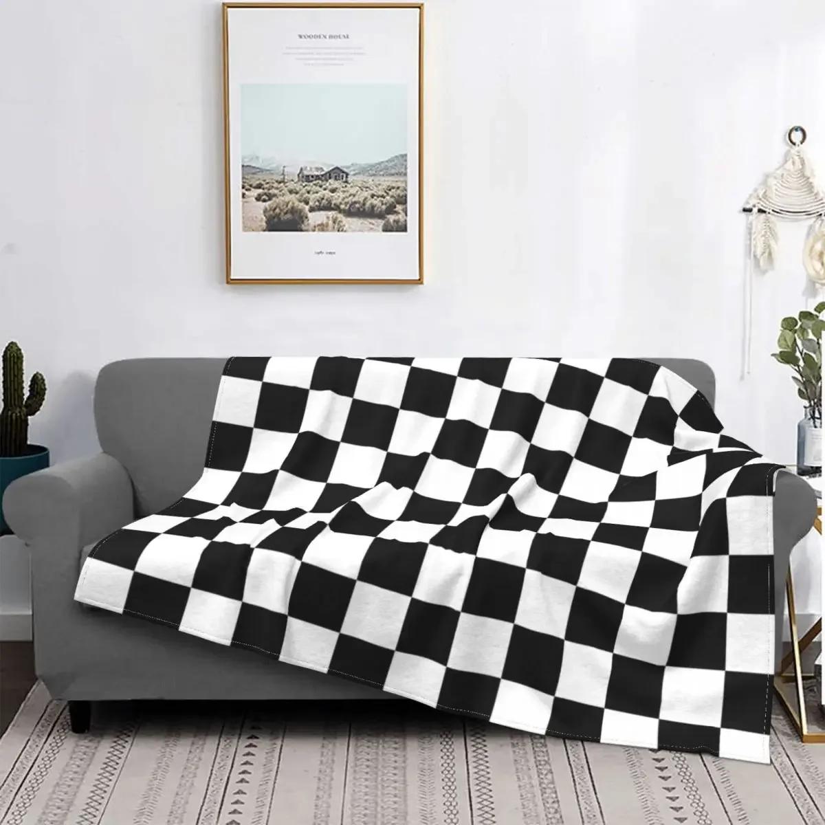

Black And White Checkerboard Pattern Blanket Comfortable Soft Flannel Autumn Geometric Tartan Throw Blanket for Sofa Car Bedroom 75x90cm