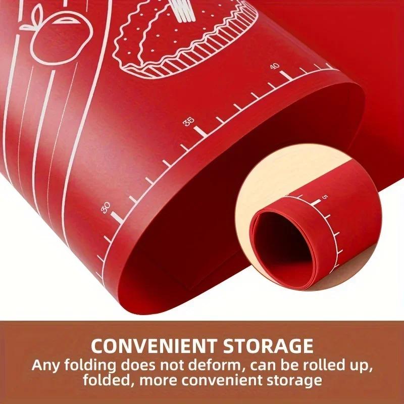 Non-Stick Baking Mat for Pizza & Cakes - Slip-Resistant, Easy Clean Kitchen Tool for Home Bakers and Cooking Enthusiasts, Red