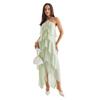 Spot European and American summer vacation style elegant temperament neck three-dimensional cake suspender dress women